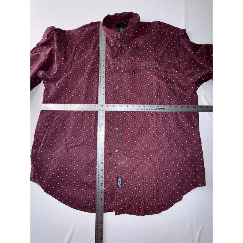 Duck Head Shirt Men's XL Red w/ Print Long Sleeve 100% Cotton Collared Pocket‎